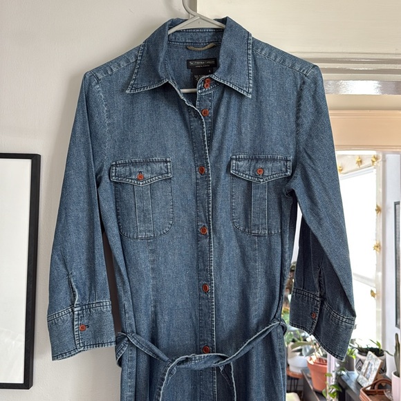 Vintage cotton J Petersen belted denim dress - Picture 2 of 6